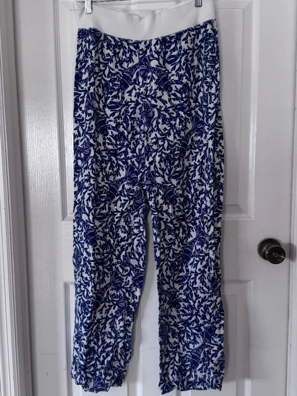 Lilly Pulitzer Beach Linen Palazzo Pants in Blue and White Pattern Size Small - Picture 2 of 9